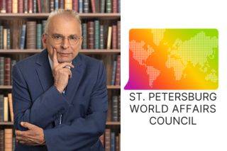 Moshen Milani and St. Petersburg World Affairs Council logo