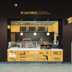 Coffee stand with "Kahwa" on the top