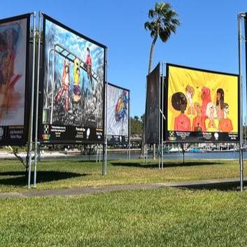 Billboard sized art pieces outdoors