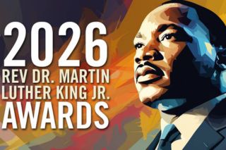 Colorful illustration of a portrait of Rev. Dr. Martin Luther King 