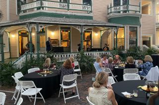 Chancellor Thomas Smith presenting to Town and Gown at the Fall Reception. 