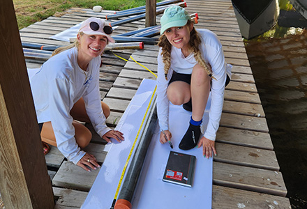 The USF team works on sediment cores taken from the Placencia Peninsula.