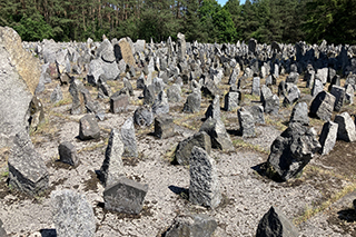 Site replaced with stones that represent Jews who died there.