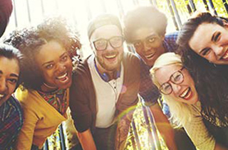 group of racially diverse young men and women