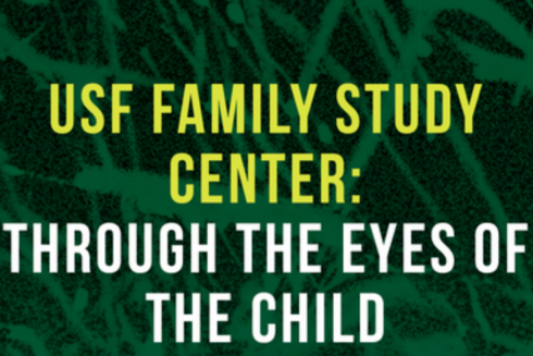 The words "Through the Eyes of the Child" on a green and black background
