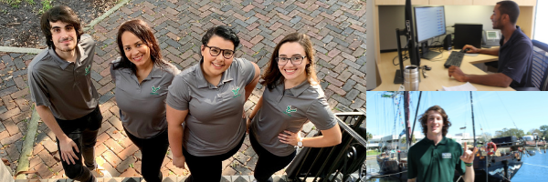 student employees posed in polos