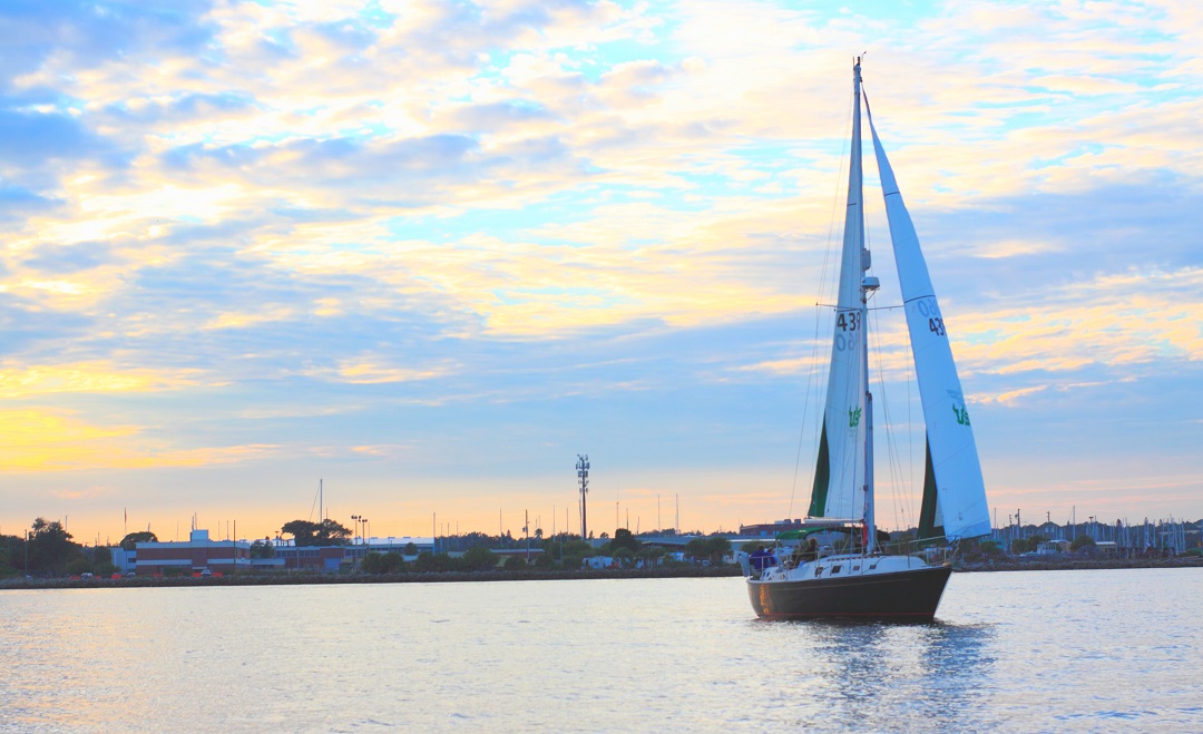 colorful sunset sail