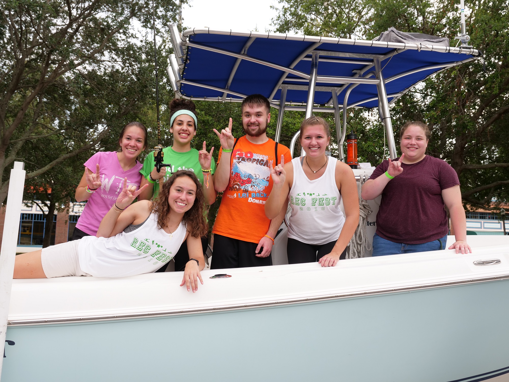 students on boat