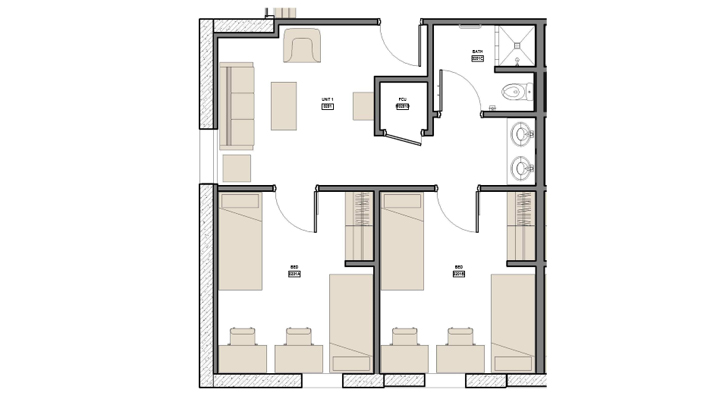 super single floor plan in osprey residence hall