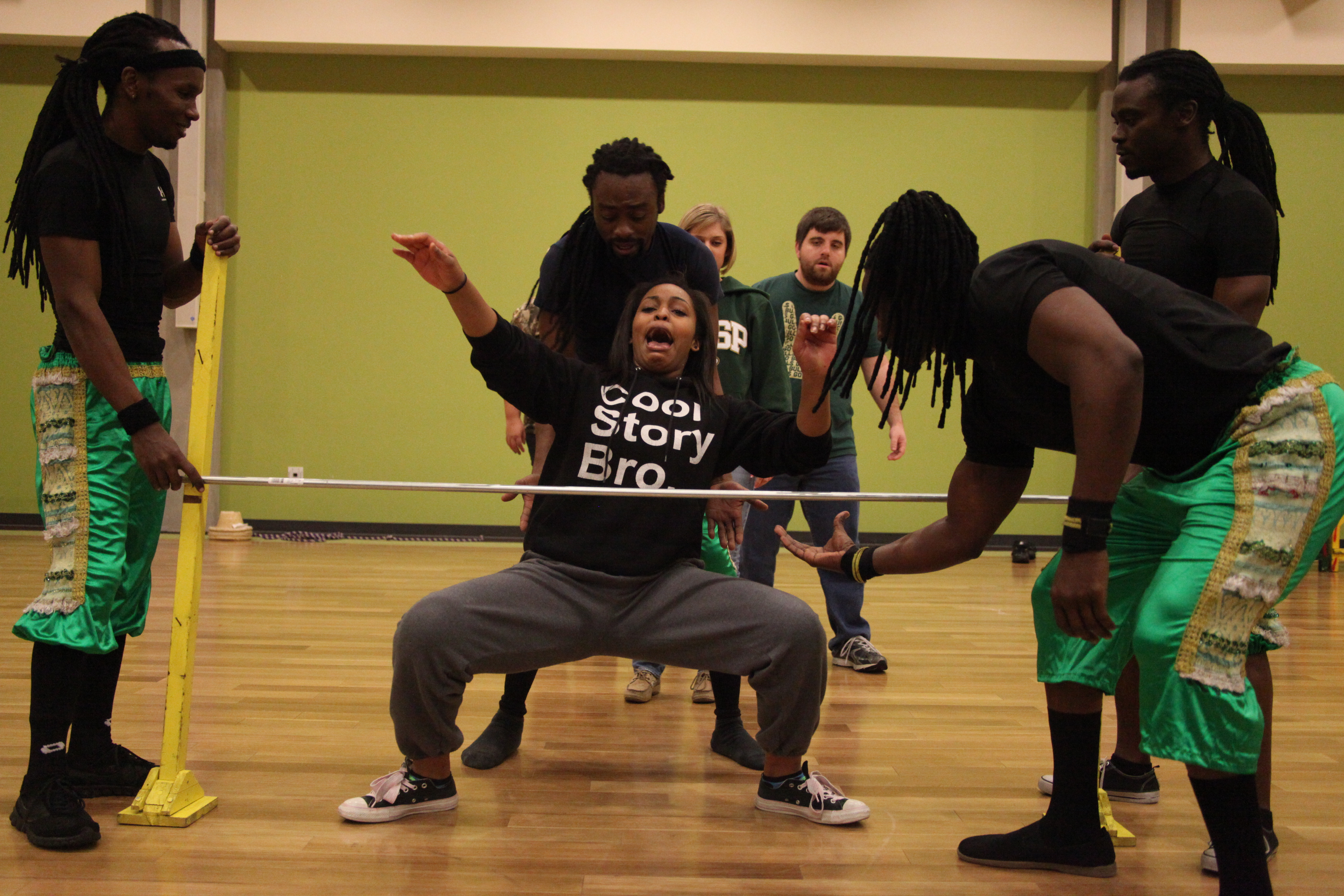 Students doing limbo