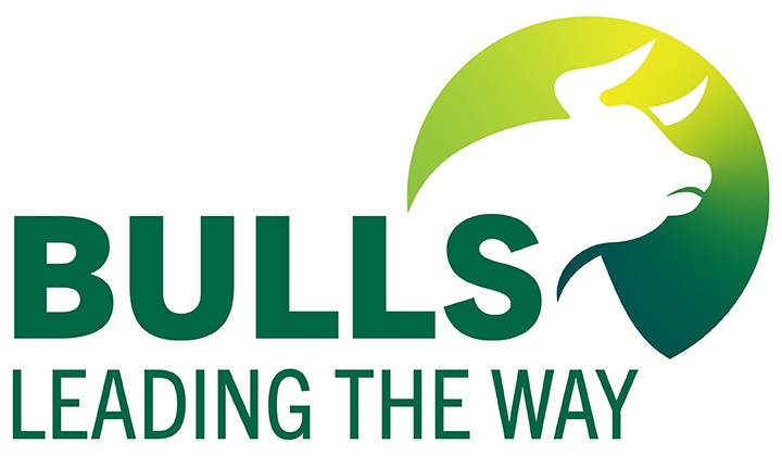 Bull logo with gradiant from yellow to green with words "Bulls Leading the Way"