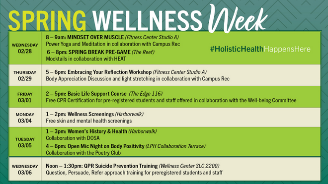 Spring Wellness Week Schedule