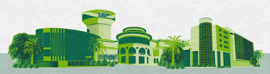 graphic showing student unions on the USF Tampa, USF Sarasota-Manatee, and USF St. Petersburg campuses