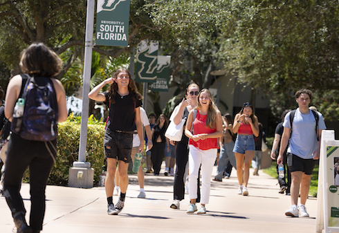 Students on campus for first day of Fall 2024 semester.