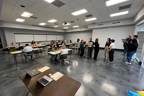 students participating in graphic design mock interviews
