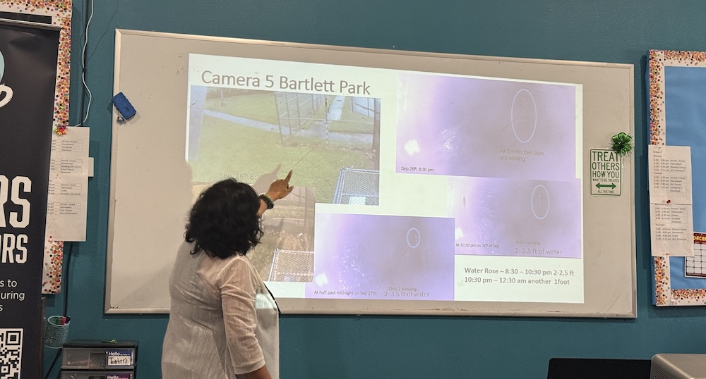 Dr. Barnali Dixon presents on the flood app to residents in Lealman.