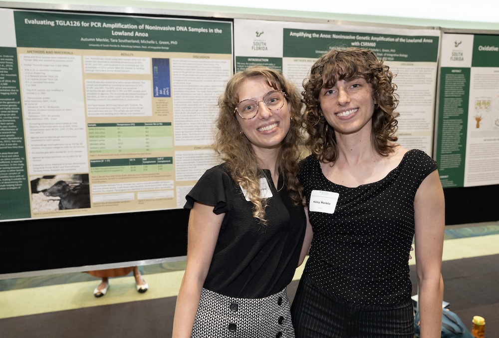 Sisters Haley (left) and Autumn (right) presented their findings on the endangered Anoa.