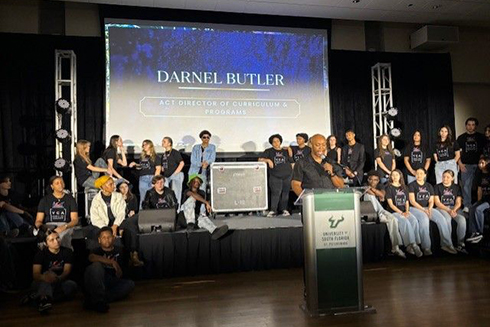 group of teens on stage at the Arts Conservatory for Teens