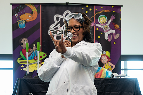 Dean of the College of Education Allyson Watson at the St. Petersburg Science Festival.y
