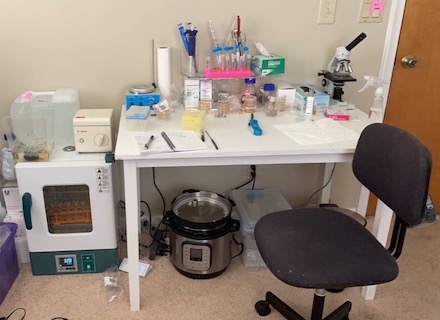 Paige Boleman's home laboratory she made to continue her fascination with microbiology.