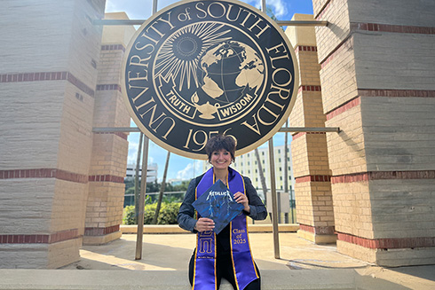 Brooke Elrod in front of USF 