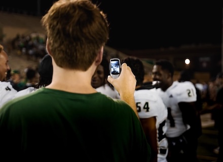 Filming on Nokia flipphone.