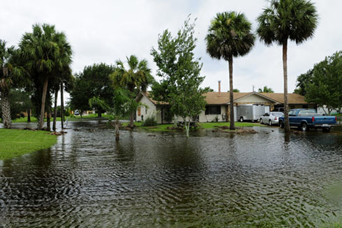 Flooding around a house in St. Petersburg