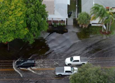 Flooding of the Shore Acres neighborhood in St. Petersburg, FL.