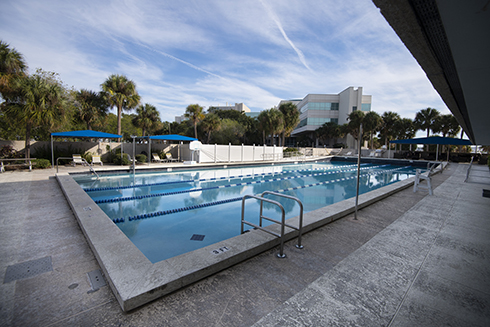 Pool currently outside of H. William Heller Hall