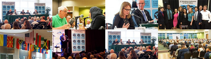 Collage of images of people attending the conference in past years