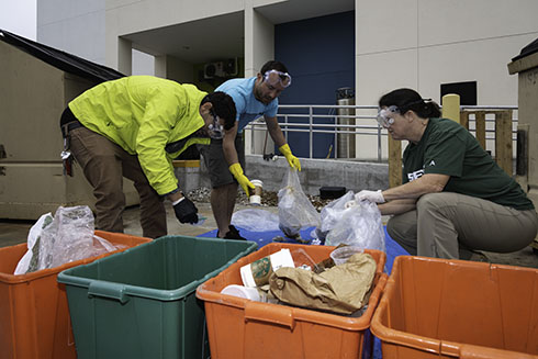People sorting food waste