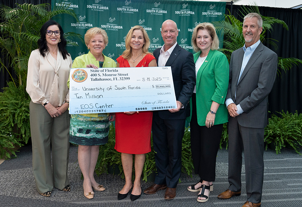 USF St. Petersburg Campus Board Chair Melissa Seixas, USF President Rhea Law, State Rep. Chaney, State Senator DiCeglie, USF St. Petersburg Regional Chancellor Christian Hardigree, USF College of Marine Science Dean Tom Frazer