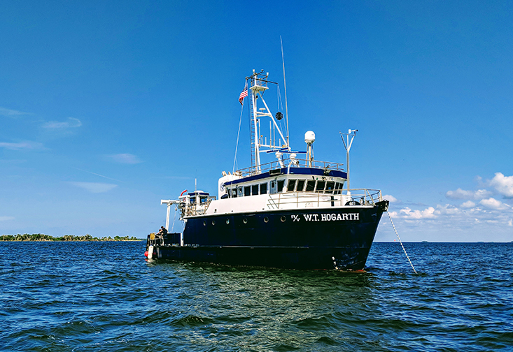 Ship on the waters near the Florida Institute of Oceanography