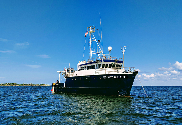 Ship on the waters near the Florida Institute of Oceanography