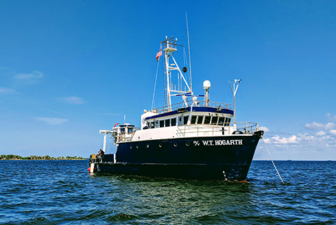 Ship on the waters near the Florida Institute of Oceanography