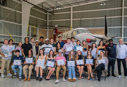 group of scholarship winners for flight training