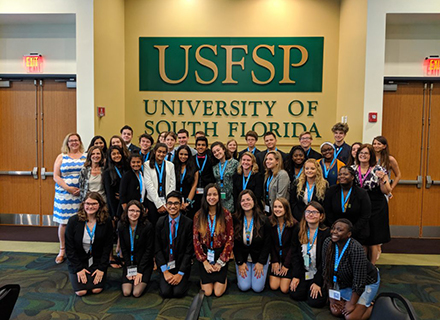 High school students and USFSP faculty who participated in the Summer Civics Institute last year.