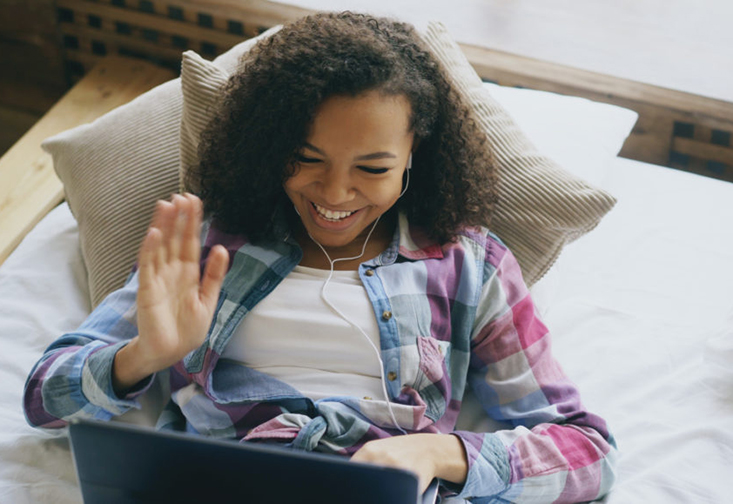 Student on a video call