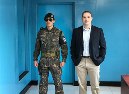 McIntyre at the Korean Demilitarized Zone while escorting a congressional delegation around the Republic of Korea.