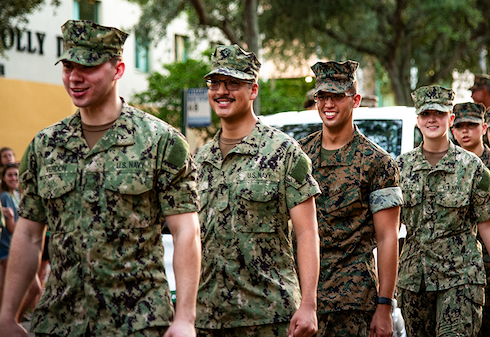 ROTC members during military event. 