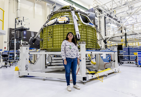 During one of Andrea Coloma's internships with NASA, she was invited to see the development of future Orion capsules.