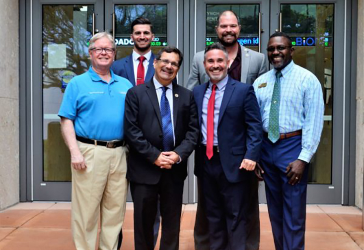 Interim Regional Chancellor Martin Tadlock, Mike Ciminna, Rep. Gus Bilirakis, Ben Smet, Brian Andersonand Coordinator of USFSP Military and Veterans Success Center Milton White before the evening’s event.