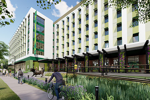 artist rendering of the new residence hall