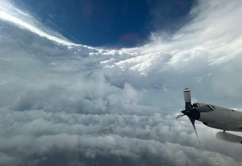 NOAA Hurricane Hunters aircraft "Miss Piggy" in the eye of hurricane Beryl