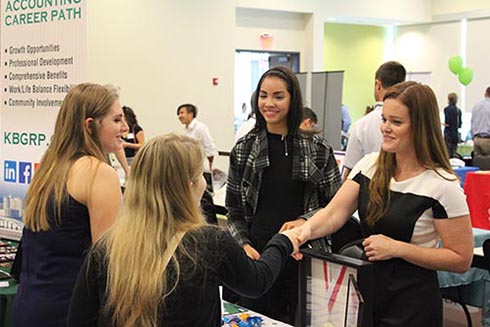 Students at a job fair