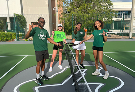 The two courts will be available to use, with portable nets set up on the courts, during scheduled open recreation times.