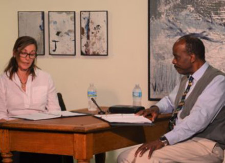 Actress Lisa Tricomi and Director Bob Devin Jones during the Studio production of Vanover’s previous show, “Listening to the Silences.”