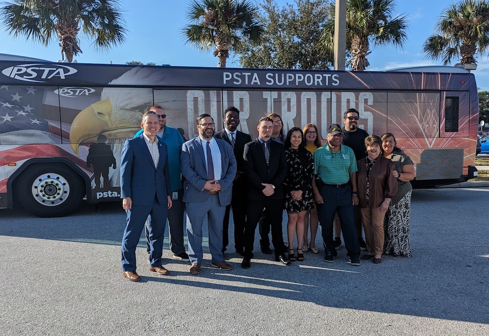 Unveiling of a PSTA bus wrap to announce the new policy that veterans will ride buses for free in Pinellas County. 