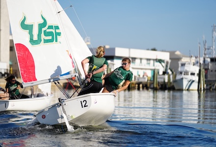 Sailing team in action