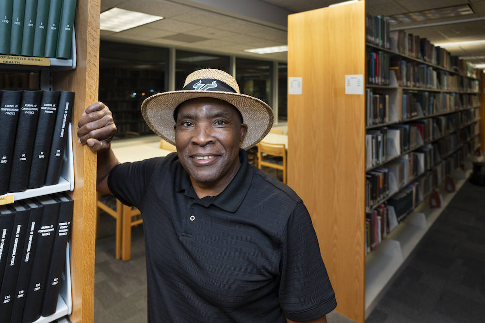 Samuel Holloway III in the library.